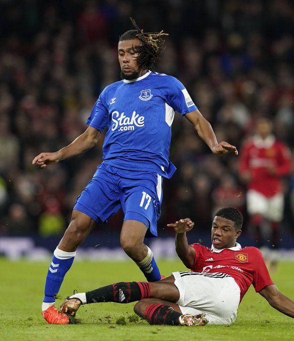 Super Eagles star Alex Iwobi suffered a nasty ankle injury following Tyrell Malacia's tackle