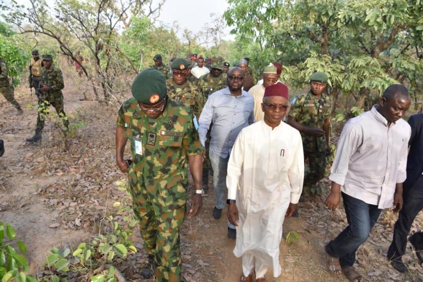 Governor Nasir el Rufai on inspection tour of the grave of the 66 people killed in Kaduna