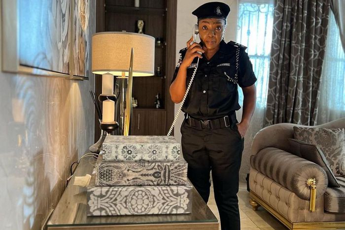 Chioma Akpotha plays an inspector in 'A Smile, A Wink and A Tear' [Instagram/Chiomakpotha]