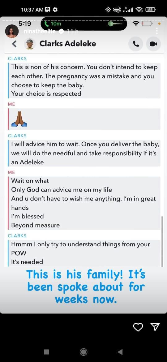 Anita Brown's alleged Snapchat conversation with Davidos cousin; Clarks