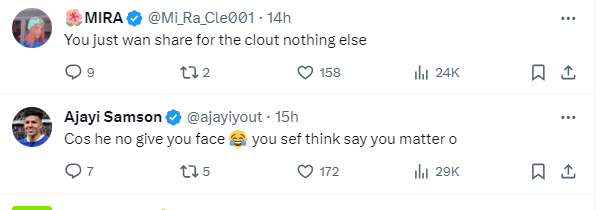 More reactions from X users about Tacha