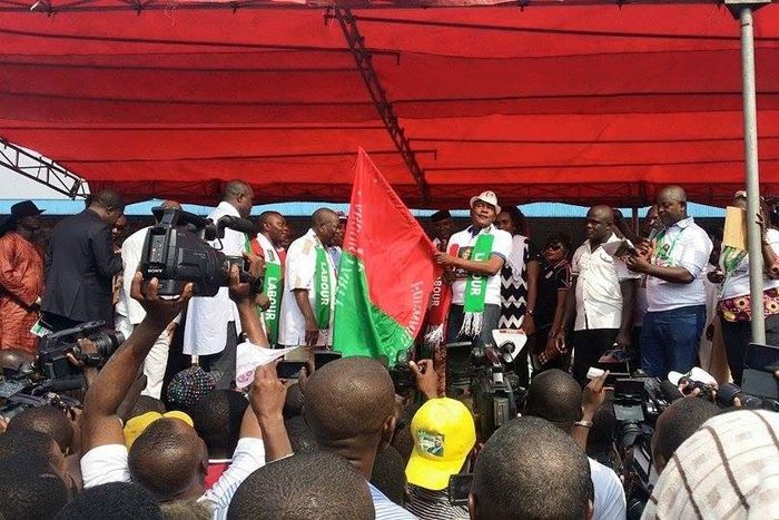 Labour Party (LP) members and supporters at the party's campaign flag-off in Delta State on January 21, 2015.