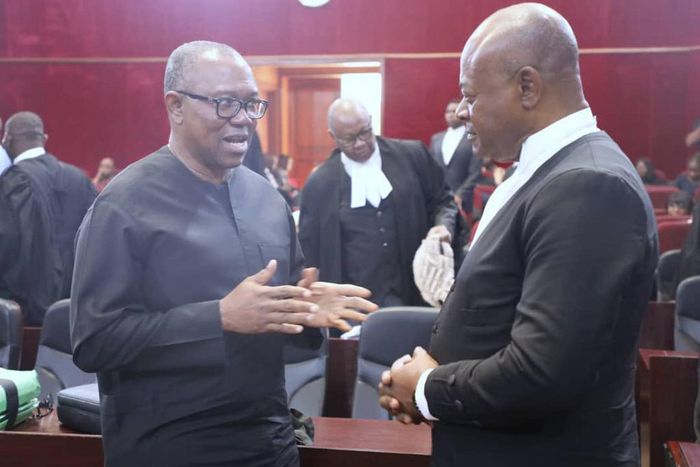 Peter Obi attends hearing of petition at the presidential tribunal in Abuja. [Twitter:balamiisaac]