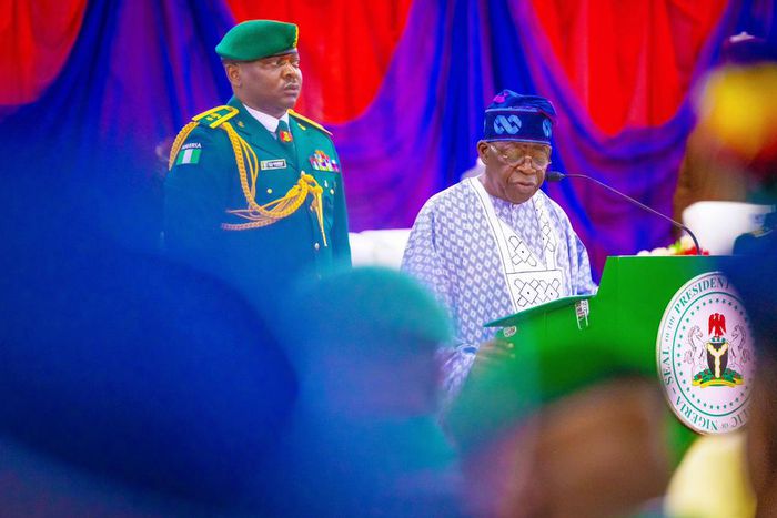 President Bola Ahmed Tinubu attends the Senior Course 25 Graduation Ceremony of the Armed Forces Command and Staff College, Jaji, Kaduna State on Friday. [Presidency]