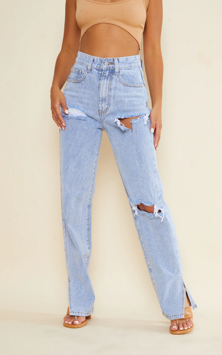 Ripped jeans with split hem [prettylittlethings]