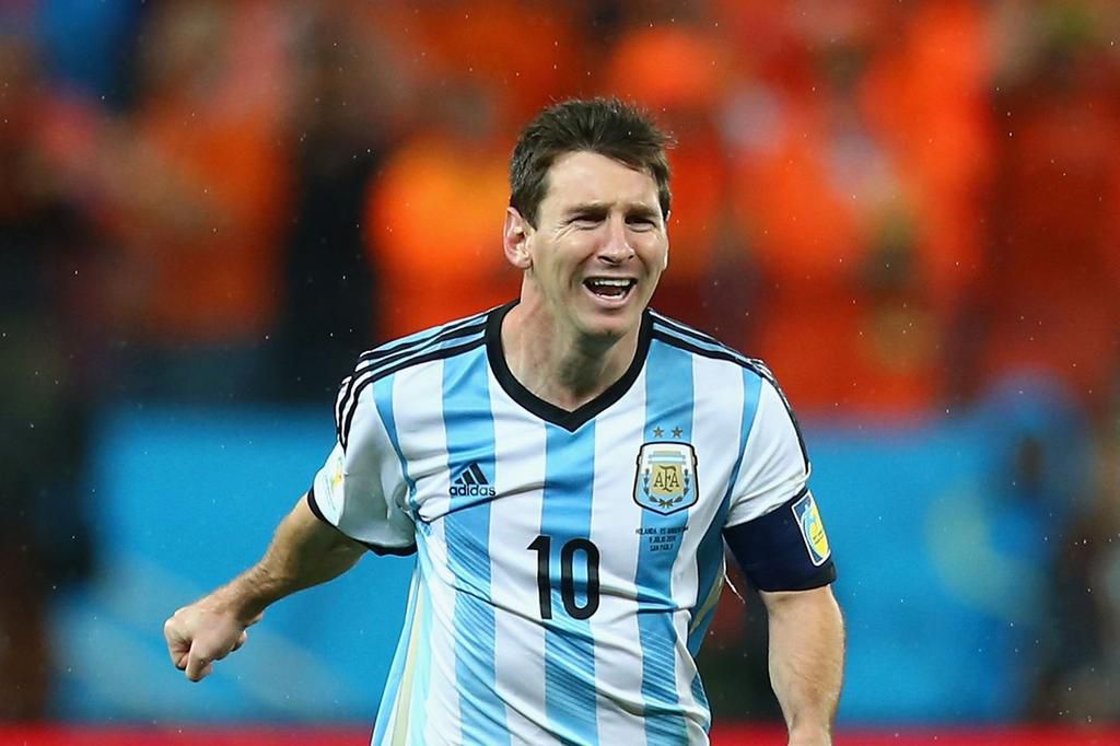 An emotional Lionel Messi after Argentina defeated the Dutch on penalties in 2014