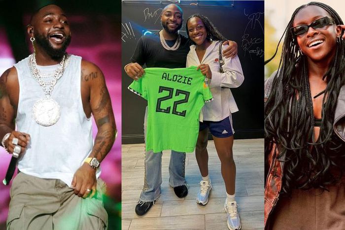 Michelle Alozie and Davido: Super Falcons star gifts Chioma's husband jersey