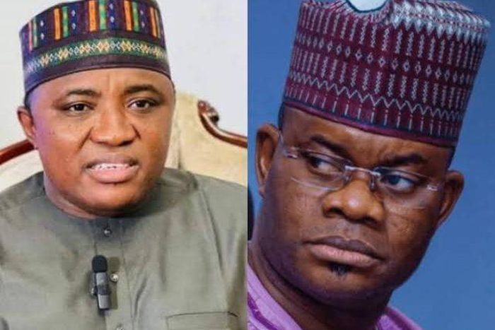 Alhaji Murtala Ajaka, SDP Gov. candidate, Kogi and Gov. Yahaya Bello (Credit: Politics Nigeria)