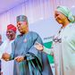 Vice President, Kashim Shettima, flanked on the right by the Minister of Art, Culture and Creative Economy, Barrister Hannatu Musawa, exchanging pleasantries with Nollywood veteran, Zack Orji. [Presidency]