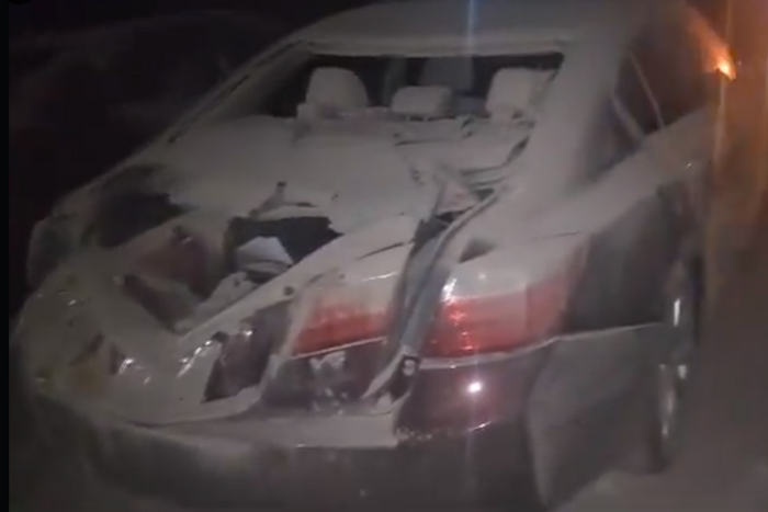 A car affected by the explosion in Ibadan, Oyo State on Tuesday, January 16,, 2024 [Twitter/@ThisIsHighDee]