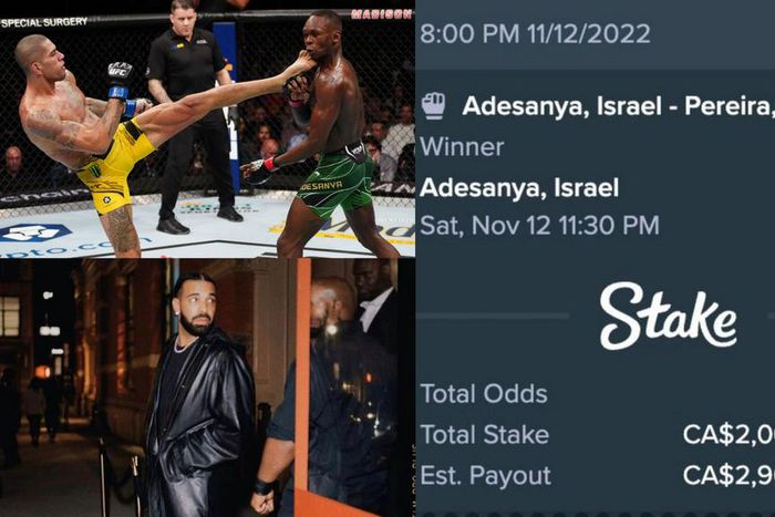 Reactions as Drake loses 1.5 billion naira betting on Adesanya to beat Pereira