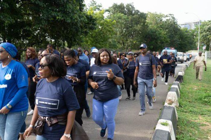 Stakeholders walking from Ministry of Humanitarian Affairs to the National Human Rights Commission to mark the International Day of the Disappeared. [NAN]