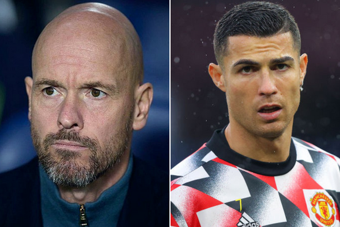 Erik ten Hag (left) and Cristiano Ronaldo (right)