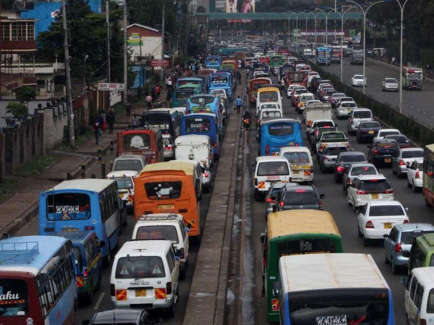 File image of traffic on the Thika Superhighway