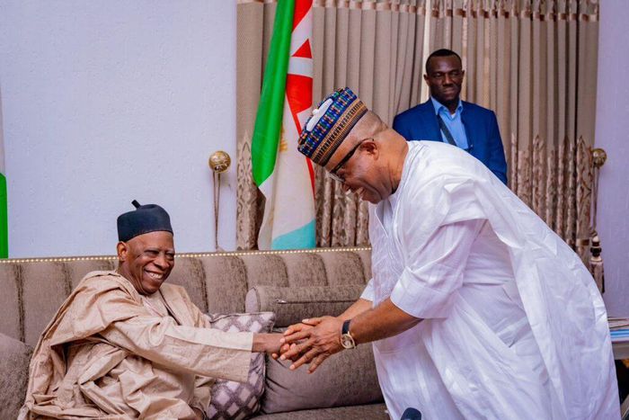 President of the Senate, Godswill Akpabio visits APC National Chairman, Senator Abdullahi Adamu. [Facebook:GodwillObotAkpabio]