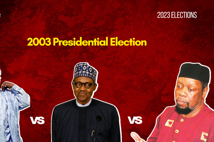 Olusegun Obasanjo, Muhammadu Buhari and Odumegwu Ojukwu were the frontrunners for the 2003 presidential election