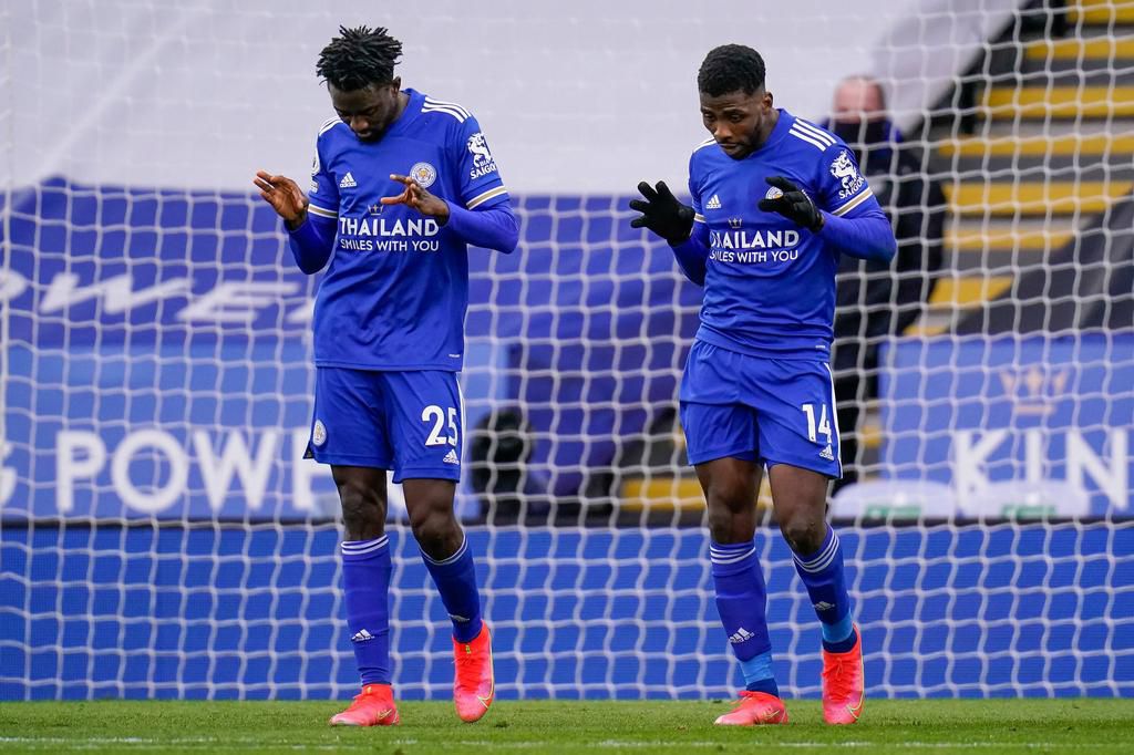 Wilfred Ndidi and Kelechi Iheanacho for Leicester City in 2021