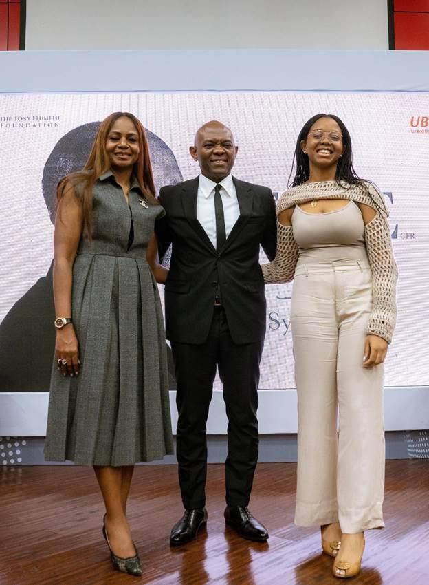 L-R: Co-Founder, The Tony Elumelu Foundation (TEF),  Dr Awele Elumelu; Founder, TEF and celebrant, Mr. Tony Elumelu; and daughter, Ms Ego Elumelu, during the symposium held in commemoration of Mr Elumelu’s 60th birthday attended by 60 young beneficiari...