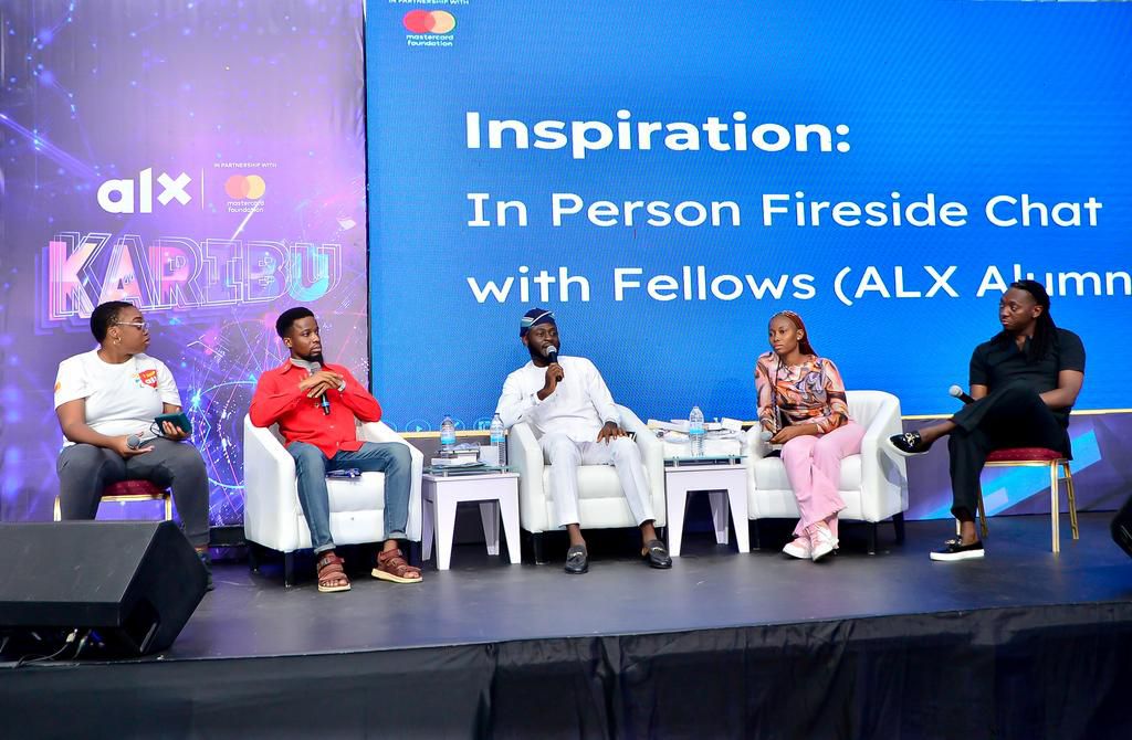 ALX alumni Emmanuel (Far left), Jennifer (L) and Yimika (R)