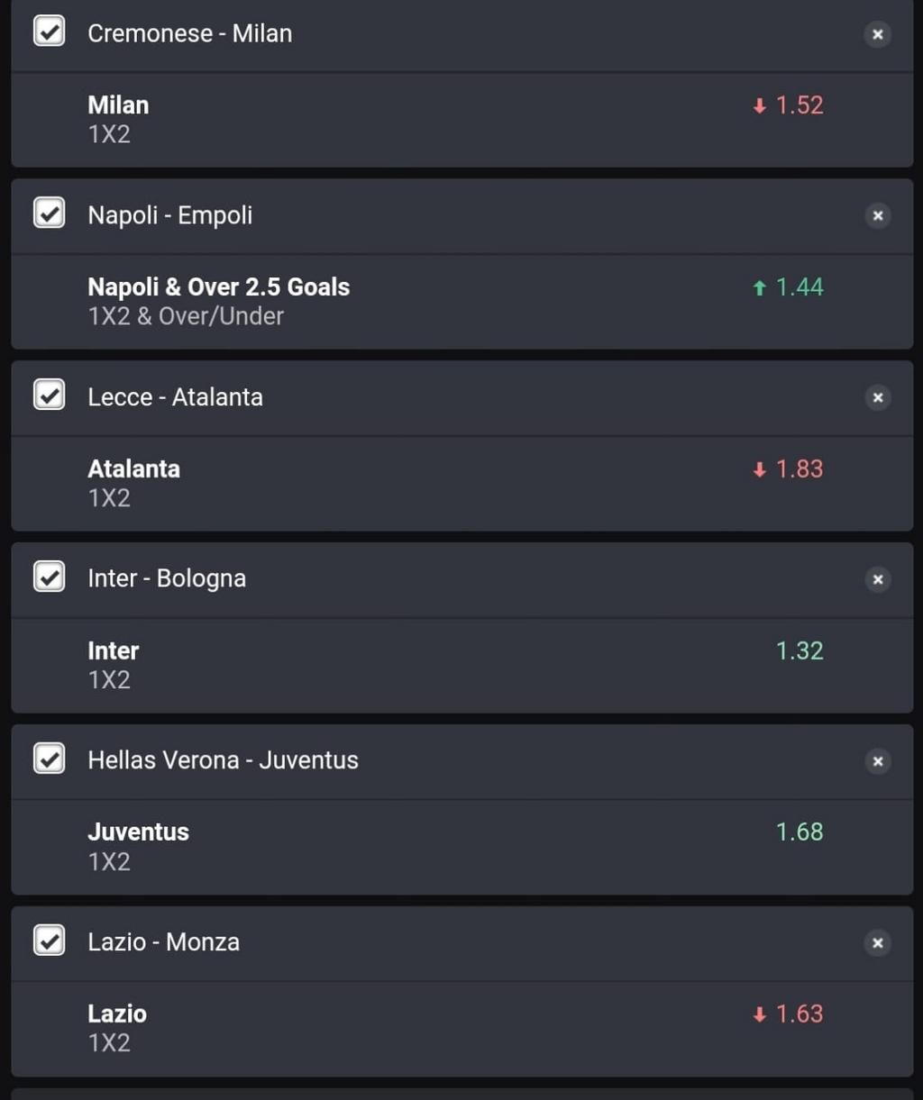 Serie A accumulator on Bet9ja