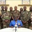 Niger Army spokesman Col. Major Amadou Adramane speaks during an appearance on national television after President Mohamed Bazoum was held in the presidential palace, in Niamey, Niger, July 26, 2023, in this still image taken from video. (ORTN/via Reut...