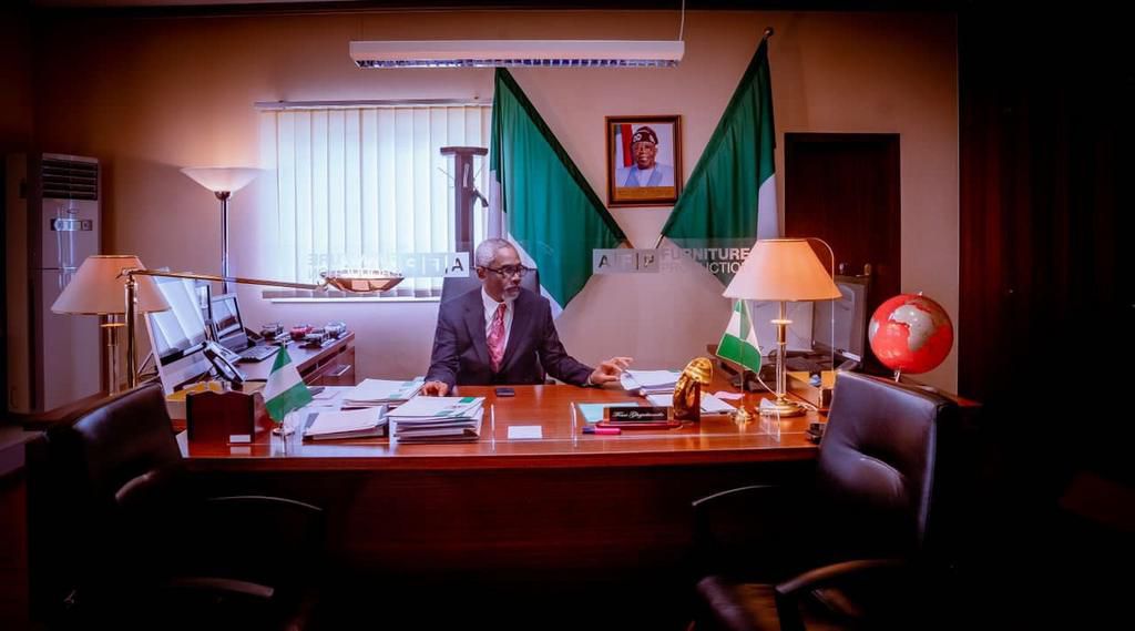 Femi Gbajabiamila resumes office as Chief of Staff to Tinubu. [Twitter:@femigbaja]