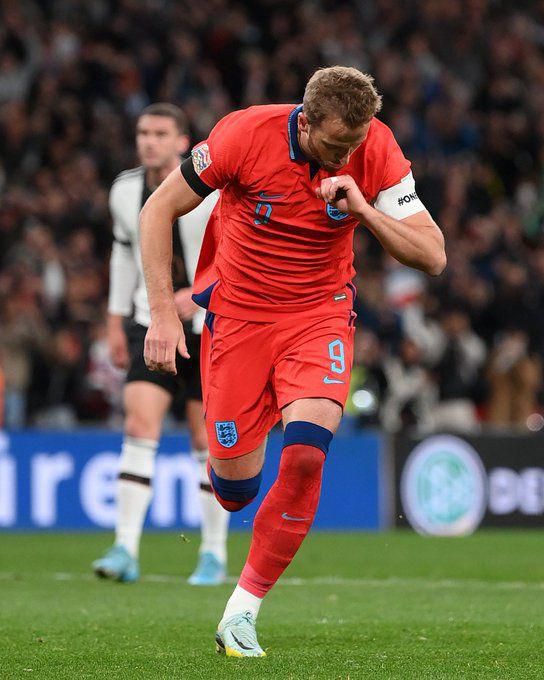 Harry Kane after scoring a goal for England
