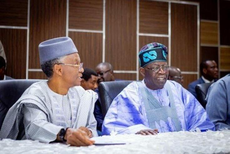 APC presidential candidate, Asiwaju Bola Tinubu and Kaduna State Governor, Nasiru El-Rufai. [Twitter:HassanBBest]