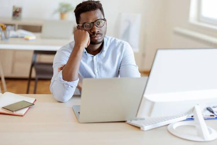 A man lonely in the office