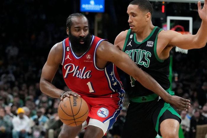 No Embiid, no problem as James Harden erupts for 45 points to help Sixers steal Game 1 win over Celtics.