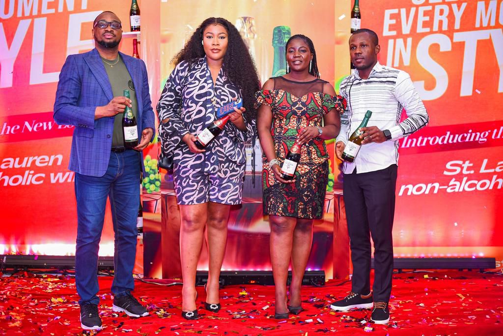 L-R:  Stanley Obi, Director, Prime Business Unit, Grand Oak Limited; Chef Tolani (Diary of a Kitchen Lover); Oluseun Mudashiru, Brand Business Manager, St. Lauren non-alcoholic sparkling wine; and Mackson Aloysious, Activation Manager, Grand Oak Limite...