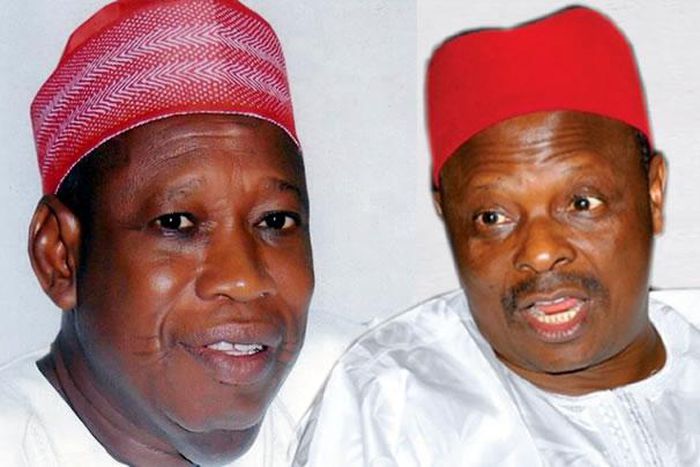 Umar Ganduje and Rabiu Kwankwaso  are political rivals in Kano State (Punch)