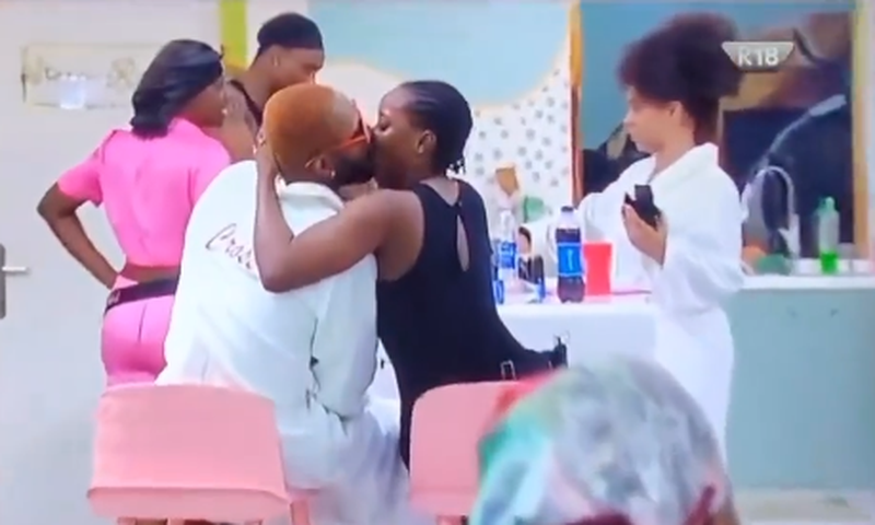 Cross and Ilebaye steal the show during the pool party on BBNaija All Stars. [Instagram/bigbronaija]