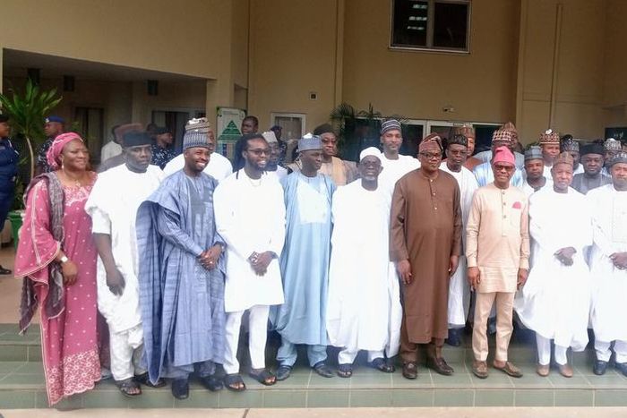 Group photograph after the inauguration of Mr Ibrahim Aminu as the Mandate Secretary, Social Development Secretariat of the FCT Administration in Abuja on Friday. [NAN]