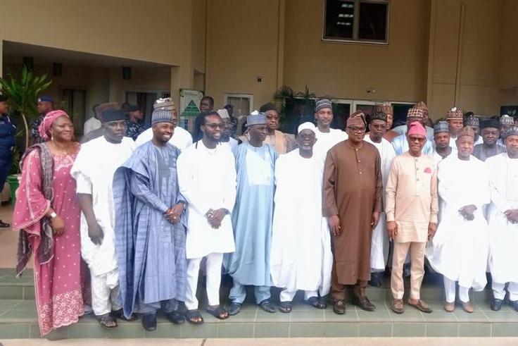 Group photograph after the inauguration of Mr Ibrahim Aminu as the Mandate Secretary, Social Development Secretariat of the FCT Administration in Abuja on Friday. [NAN]