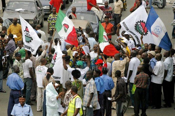 Members of the Nigeria Labour Congress protest in the commercial capital Lagos, June 20, 2007. A general strike over a rise in fuel prices brought much of Nigeria to a standstill on Wednesday but oil exports from Africa's top producer were initially un...