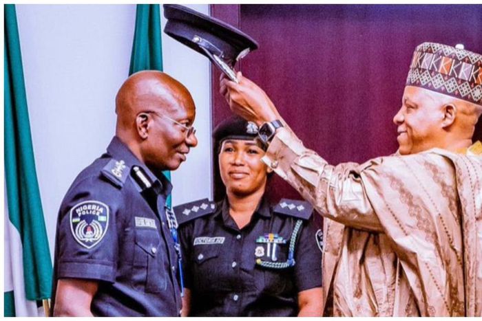 Vice Pressident Kashim Shettima decorates Kayode Egbetokun as acting IGP