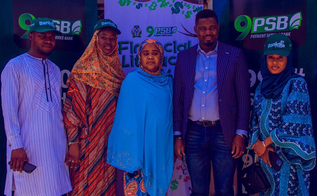 L-R: Team Lead Sales & Distribution North-West Region, 9 Payment Service Bank (9PSB); Ismail Yusuf; Relationship Officer, 9PSB, Zainab Aliyu; Principal, Kano Capital Girl's Secondary School, Zulaiha Mohammad Lamba; Head, Sales, and Distribution 9PSB, K...