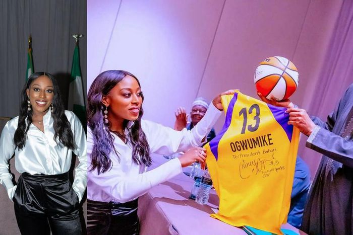 Chiney Ogwumike gifts President Buhari a WNBA jersey