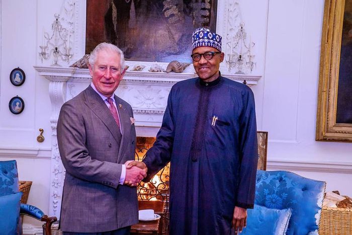 Nigeria president Muhammadu Buhari with King Charles of the United Kingdom.