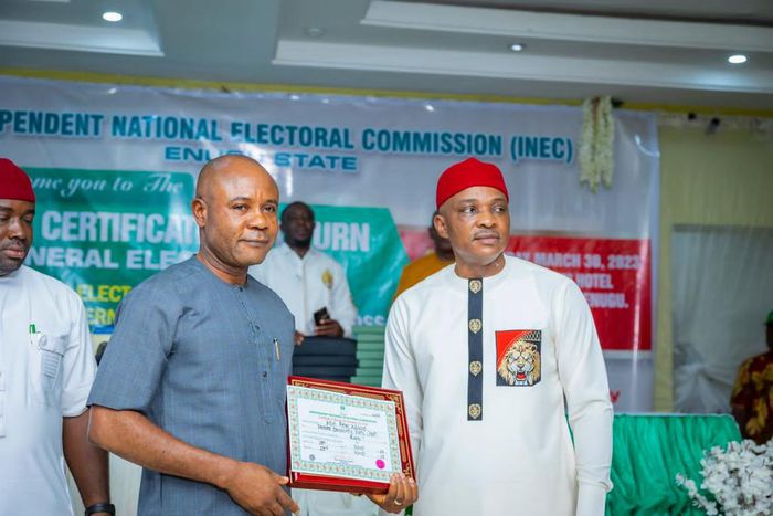 INEC issues Certificates of Return to Enugu governor-elect, deputy, others.