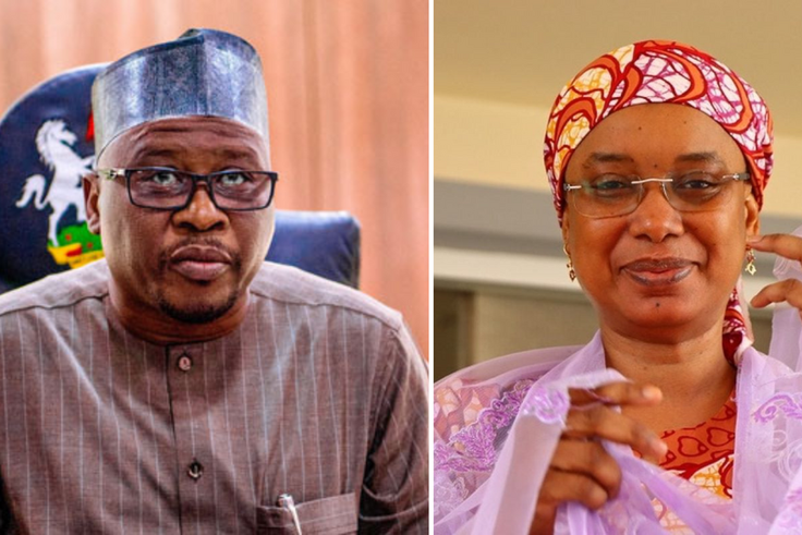 PDP's Ahmadu Fintiri (left) and APC's Senator Aishatu 'Binani' Dahiru (right) are frontrunners for the Adamawa governor's seat