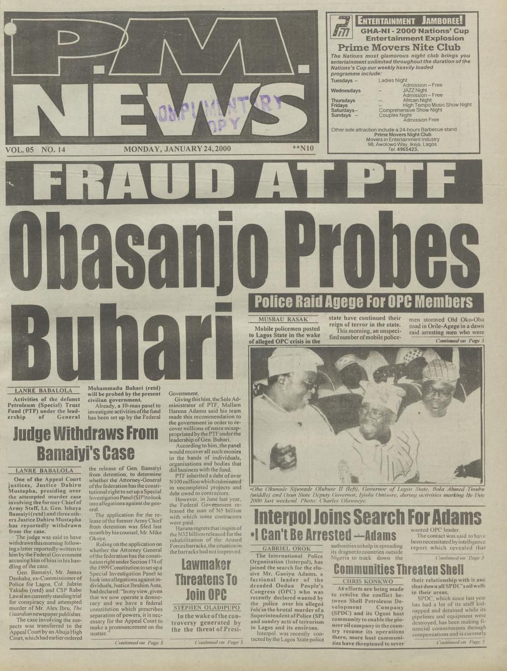 PM News publication of January 24, 2000 [Archivi.ng]