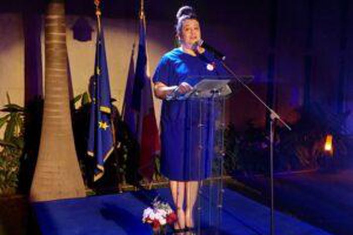 Ms. Emmanuelle Blattmann, the French Ambassador to Nigeria, giving a speech at her country’s National Day celebration in Abuja. [NAN]