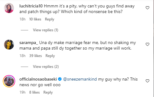 some reactions from Inwang's followers [Instagram/sneezemankind]