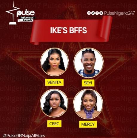Venita, Mercy, Cee-C and Seyi are Ike's BFFs for week three [Instagram/pulsenigeria247]