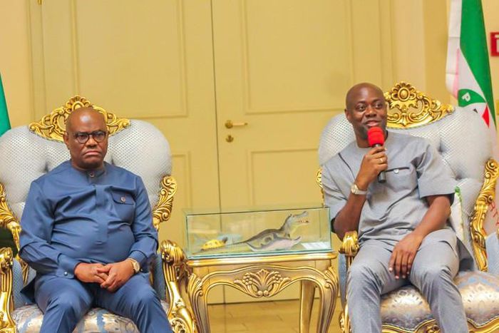 Rivers state Governor, Nyesom Wike, on Tuesday, visited his Oyo State counterpart, Seyi Makinde. [penangle]
