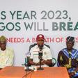 Lagos PDP Governorship Candidate, Dr Abdul-Azeez Adediran ( Third Left) and other PDP State Excos at a news conference on Thursday in Lagos.