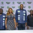 Head, Enterprise Business Group at Globacom, Mr Zakari Usman; Actress, Osas Ighodaro; Globacom’s Head of Web/ETopup/Data Sales, Ugochukwu Ibe, and Deputy Director, National Lottery Regulatory Commission, Mrs Joy Okuna, at the unveiling of a reward prog...