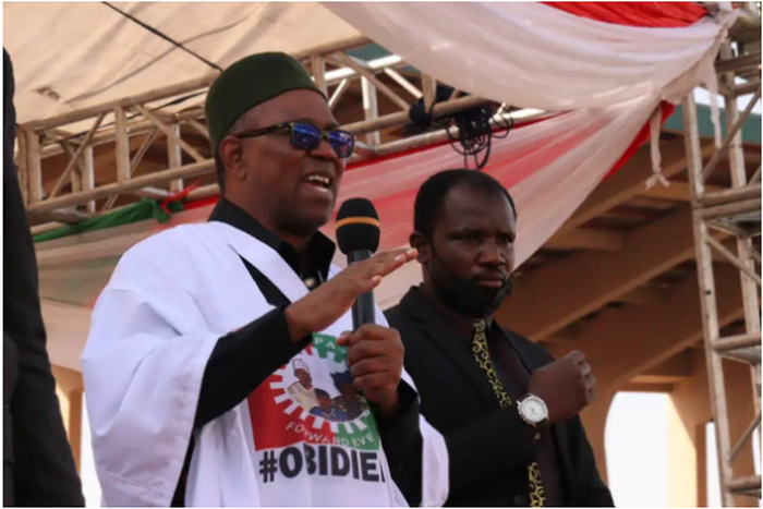 Labour Party candidate, Peter Obi while addressing Katsina electorate on Monday, January 23, 2023 (Daily Trust)